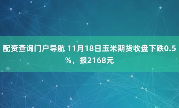 配资查询门户导航 11月18日玉米期货收盘下跌0.5%，报2168元