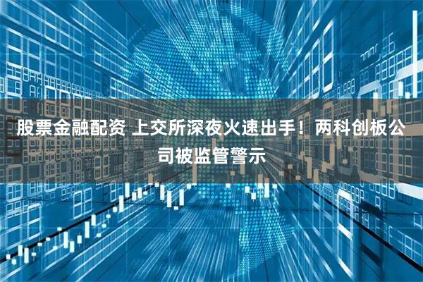 股票金融配资 上交所深夜火速出手！两科创板公司被监管警示